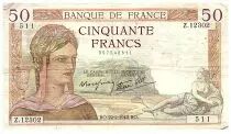 France 50 Francs C&eacute;r&egrave;s - 22.02.1940 - S&eacute;rie Z.12302 - Fay.18.39