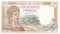 France 50 Francs Ceres - 25-04-1935 - Serial A.1462 - AU