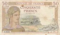 France 50 Francs Ceres - 28-04-1938 - Serial D.8095