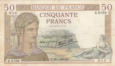 France 50 Francs C�r�s - 28-04-1938 - S�rie K.8188