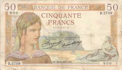 France 50 Francs C�r�s - 29-08-1935 - S�rie R.2709 - TB