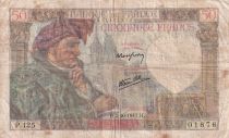 France 50 Francs Jacques Coeur - 02-10-1941- Serial P.125 - VG to F - P.93