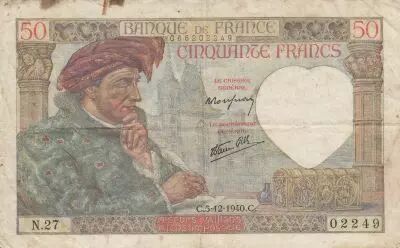 France 50 Francs Jacques Coeur - 05-12-1940 - S�rie N.27