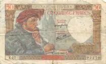 France 50 Francs Jacques Coeur - 05-12-1940 Serial E.27 - F