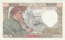 France 50 Francs Jacques Coeur - 08-01-1942 Serial G.163-60017