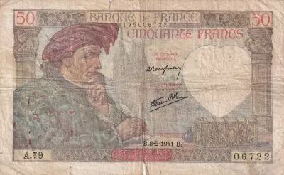 France 50 Francs Jacques Coeur - 08-05-1941 - Serial A.79