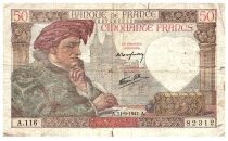 France 50 Francs Jacques Coeur - 11-09-1941 - Serial A.116 - Fay.19.14