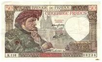 France 50 Francs Jacques Coeur - 11-09-1941 - Serial K.116 - Fay.19.14