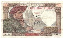 France 50 Francs Jacques Coeur - 11-09-1941 - Serial O.116 - Fay.19.14