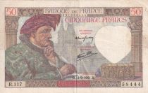France 50 Francs Jacques Coeur - 11-09-1941 - Série R.117 - F.19.14
