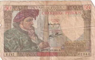 France 50 Francs Jacques Coeur - 11.09.1941 -  S�rie V.117