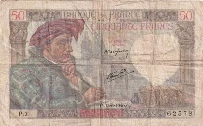 France 50 Francs Jacques Coeur - 13-06-1940 - Serial P.7