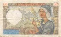 France 50 Francs Jacques Coeur - 13-06-1940 Serial Q.10 - VF