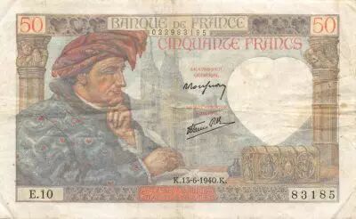 France 50 Francs Jacques Coeur - 13-06-1940 S�rie E.10 - TTB