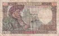 France 50 Francs Jacques Coeur - 15-05-1942 - Serial E.171 - VG to F - P.93