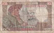 France 50 Francs Jacques Coeur - 18-12-1941 - Serial R.145 - P.93