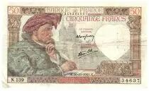 France 50 Francs Jacques Coeur - 20-11-1941 - Serial N.139-34637- F.19.16
