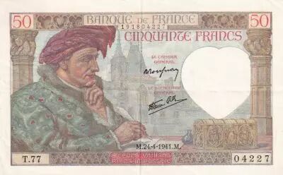 France 50 Francs Jacques Coeur - 24-04-1941 - Serial T.77