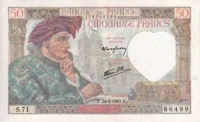 France 50 Francs Jacques Coeur - 24-04-1941 - S�rie S.71 - F.19.09