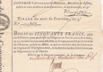 France 50 Francs Loterie de la Convention- 29 Germinal An 3 (1795) - XF to AU