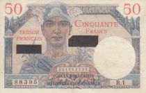 France 50 Francs Mercury, French Treasury  -Suez - 1956 - Serial R.1 88395