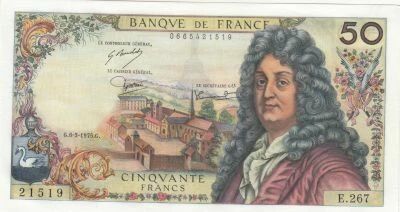 France 50 Francs Racine 06-03-1975 - Serial E.267