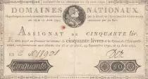 France 50 Livres -  Louis XVI - Dez Signature  - 19-06-1791 - Serial 12