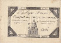 France 50 Livres - 14 December 1792 - French Republic - Sign. André - Serial 3432
