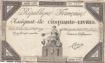 France 50 Livres - 14 December 1792 - French Republic - Sign. Choeurs - Serial 5430