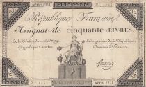France 50 Livres - 14 December 1792 - French Republic - Sign. François - Serial 2921