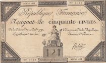 France 50 Livres - 14 December 1792 - French Republic - Sign. Gaillet - Serial 4570