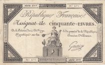 France 50 Livres - 14 December 1792 - French Republic - Sign. Gautier - Serial 2960