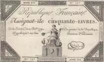 France 50 Livres - 14 December 1792 - French Republic - Sign. Lebrun - Serial 691