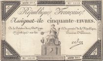 France 50 Livres - 14 December 1792 - French Republic - Sign. Oder - Serial 3851