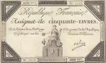 France 50 Livres - 14 December 1792 - French Republic - Sign. Oder - Serial 3851