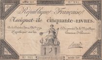 France 50 Livres - 14 Décembre 1792 - République Française - Sign. Barraud - Série 321