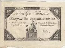 France 50 Livres - France assise - 14-12-1792 - Sign. Pardon - Série 5497