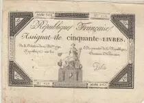France 50 Livres - France assise - 14-12-1792 - Sign. Police - Série 3432
