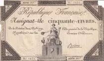 France 50 Livres - France seated - 14-12-1792 - Sign. Boileau - Serial 2617 - L.164