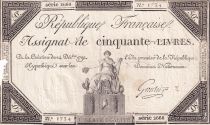 France 50 Livres - France seated - 14-12-1792 - Sign. Gautier - Serial 2668 - L.164