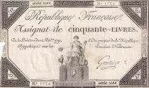 France 50 Livres - France seated - 14-12-1792 - Sign. Gautier - Serial 2668 - L.164