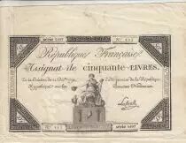 France 50 Livres - France seated - 14-12-1792 - Sign. Lafortelle - Serial 5497