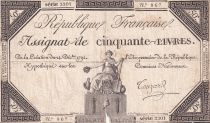 France 50 Livres - France seated - 14-12-1792 - Sign. Touzard - Serial 2201 - L.164