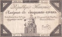 France 50 Livres - France seated - 14-12-1792 - Sign. Vermond - Serial 4264 - L.164