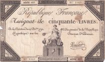 France 50 Livres - France seated - 14-12-1792 - Sign. Vermond - Serial 481 - L.164