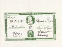 France 50 Livres Bon &agrave; l\'effigie de LOUIS XVII - non &eacute;mis - 1794 - FAUX