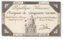 France 50 Livres France assise - 14-12-1792 - An premier de la R&eacute;publique - TTB