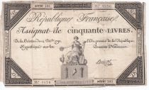 France 50 Livres France assise - 14-12-1792 - Sign. Anicot - TB