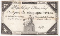France 50 Livres France assise - 14-12-1792 - Sign. Lafortelle - TTB