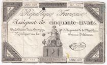 France 50 Livres France assise - 14-12-1792 - Sign. Lagrive - TB